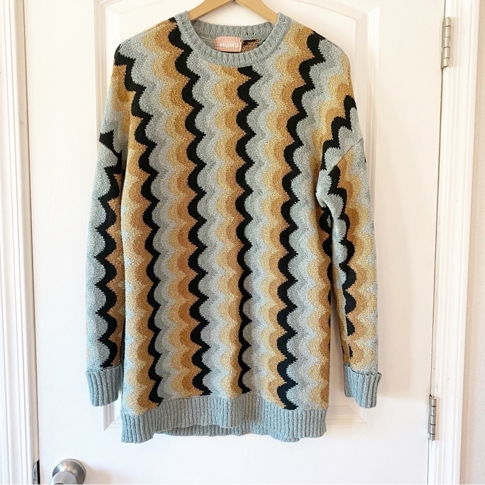 SHOW ME YOUR MUMU Comfy Retro Wave Knit Sweater 70’s - Picture 5 of 12